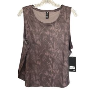 90 DEGREE BY REFLEX Sleeveless Tank Top - Feather Palm Tree Size XL Mauve Taupe